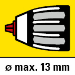 Máx. faixa de aperto do mandril de 13 mm