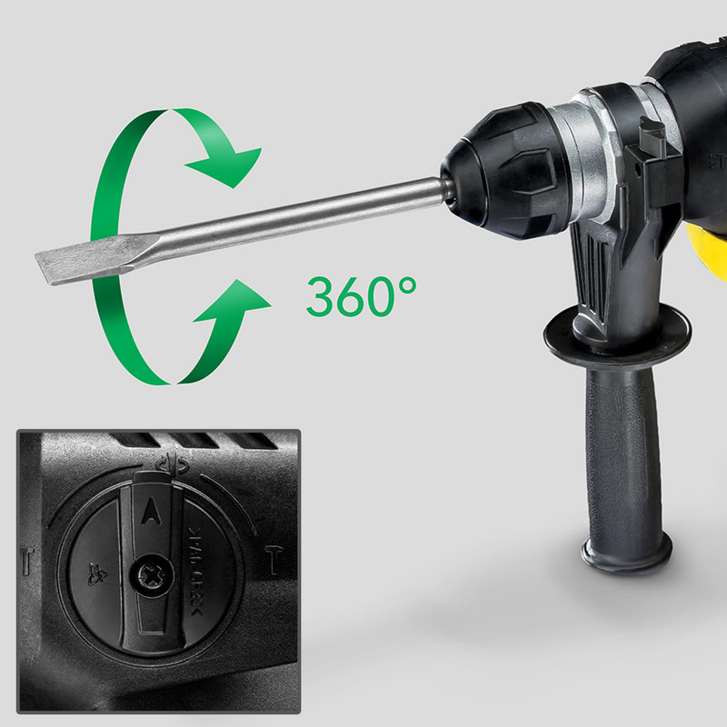 PRDS 11-230V - A posição do cinzel pode ser rodada confortavelmente em 360°