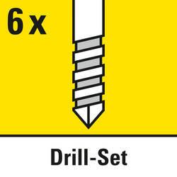 Volume de fornecimento com 6 brocas para uso direto